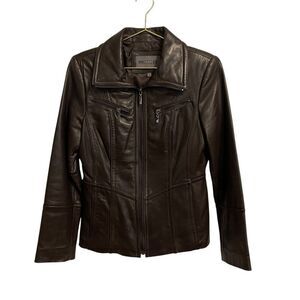 Vintage Bromley Collection Brown Full Zip Leather Jacket MED